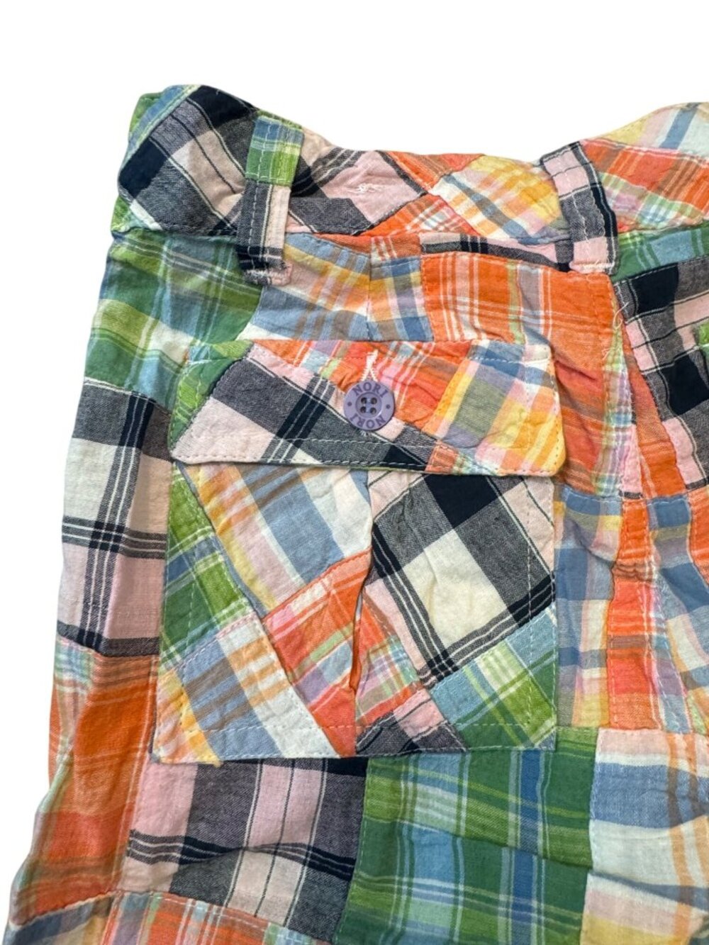 Vintage Novi Girls Plaid Patchwork Cotton Shorts W/ Pockets Size 3 Multicolor Li - Picture 3 of 4